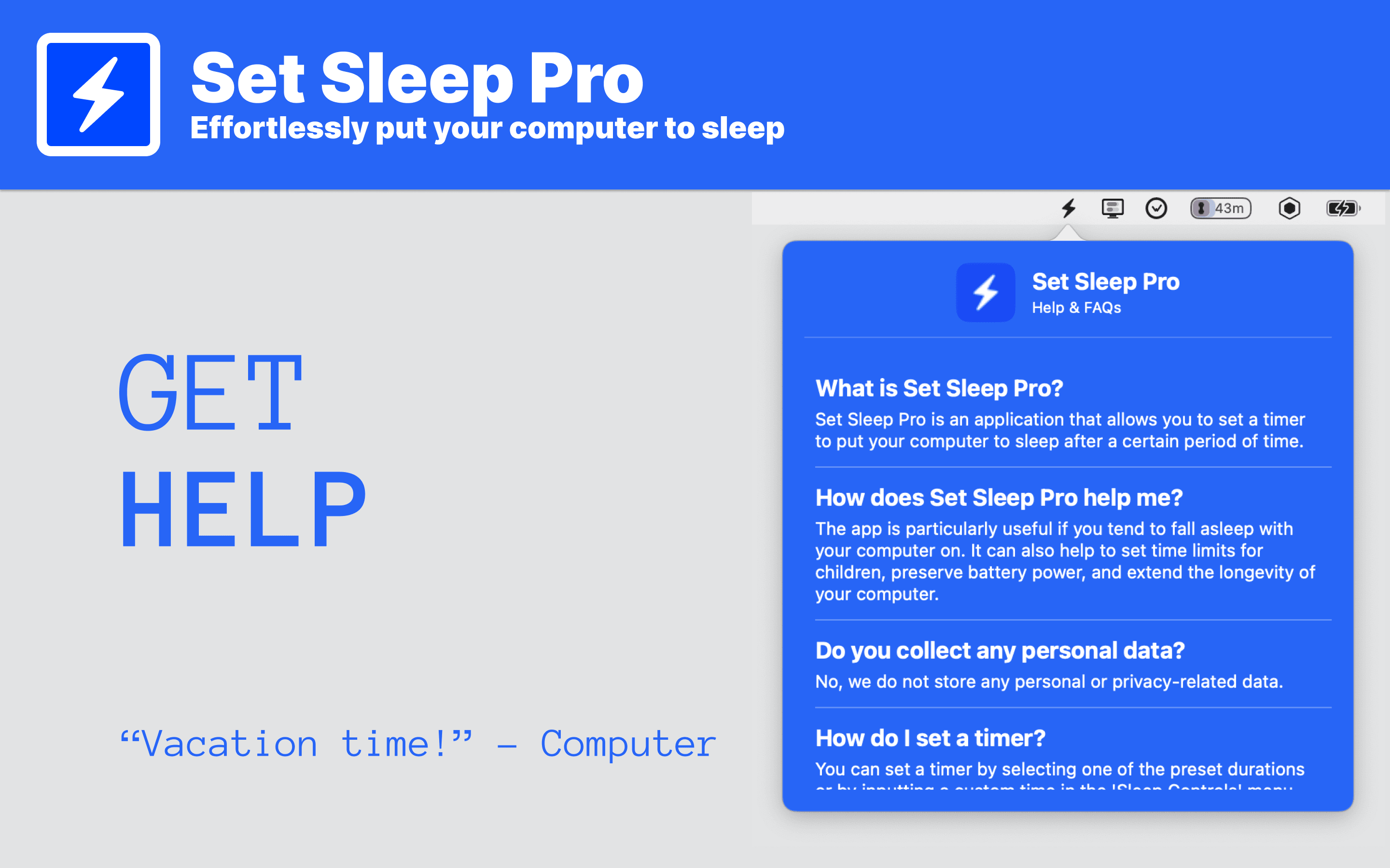 Set Sleep Pro for macOS by Eric David Smith